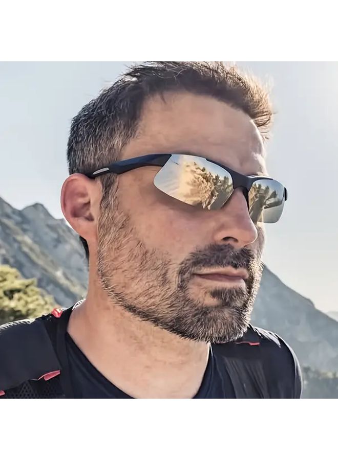 Red Frame Orange Lens Sports Glasses Oversized Round Interchangeable Lens - Image 2