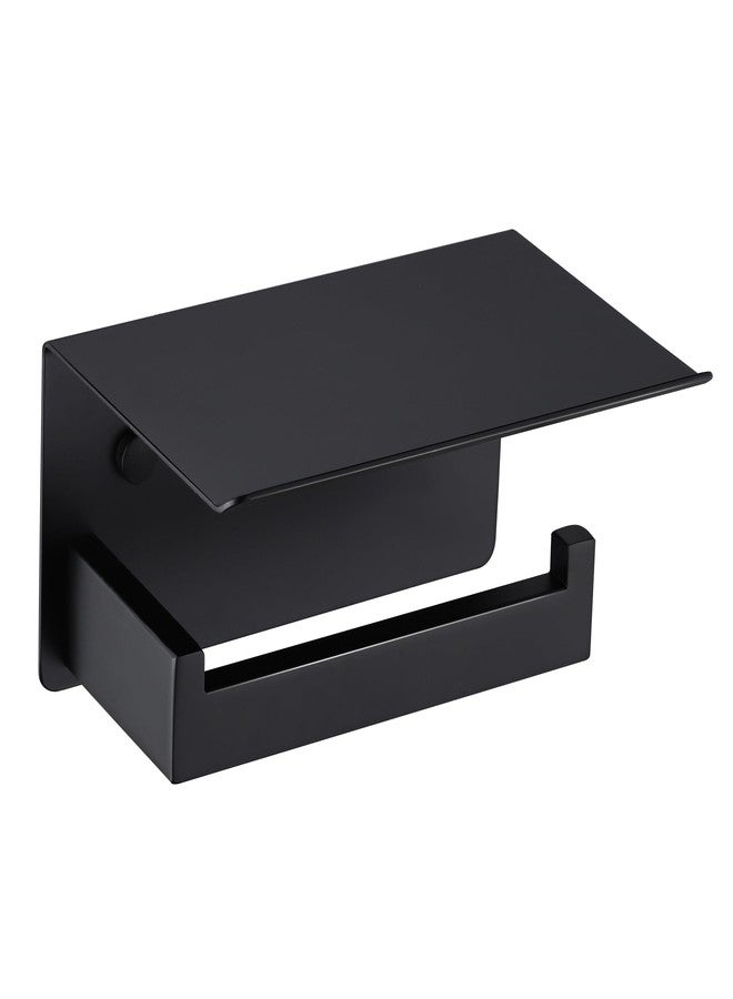 LANC Matte Black Toilet Paper Holder with Shelf Toilet Tissue Roll Holder with Phone Shelf for Bathroom Wall Mounted or Self-Adhesive Toilet Paper Roll Holder Stainless Steel, A8367MB - Image 1