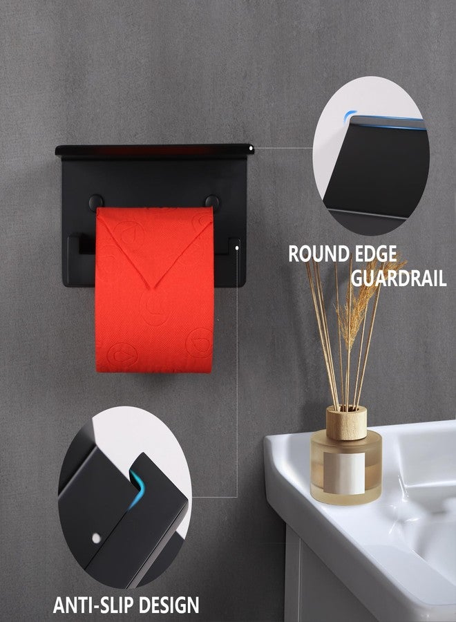 LANC Matte Black Toilet Paper Holder with Shelf Toilet Tissue Roll Holder with Phone Shelf for Bathroom Wall Mounted or Self-Adhesive Toilet Paper Roll Holder Stainless Steel, A8367MB - Image 4