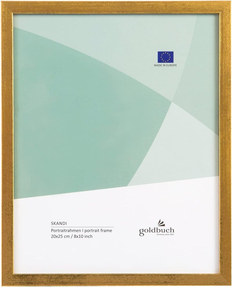 goldbuch Skandi Picture Frame, 20 x 25 cm, Single Frame Made of Real Wood, Portrait Frame for Standing, Wooden Frame with Wall Mount, Photo Frame, Gold Frame - Image 1