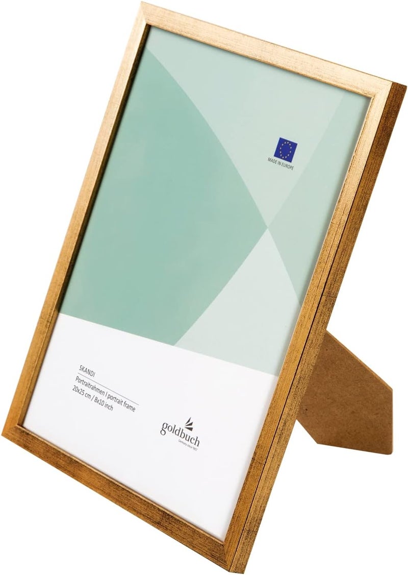goldbuch Skandi Picture Frame, 20 x 25 cm, Single Frame Made of Real Wood, Portrait Frame for Standing, Wooden Frame with Wall Mount, Photo Frame, Gold Frame - Image 2