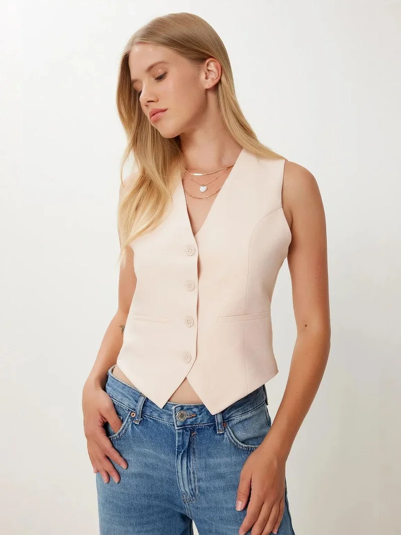 السعادة في إسطنبول ISTANBUL Women's woven button-front waistcoat