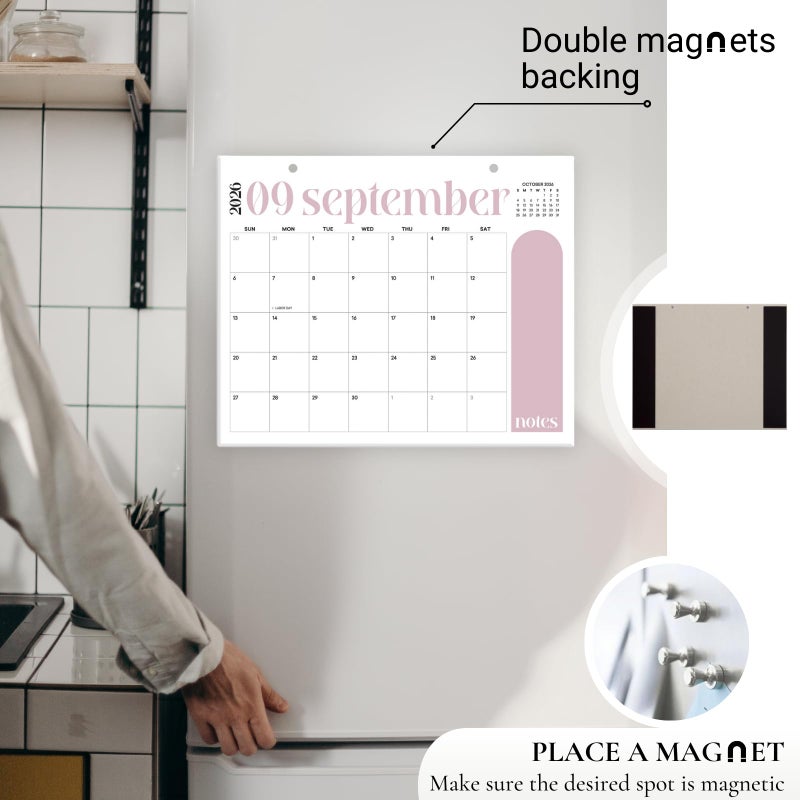Paper Play Magnetic Calendar for Fridge Colorful Arc Calendar January 2026 to June 2027, 13.5x11 Inch, Monthly Calendar for Refrigerator, Large Writing Blocks with Holidays - Image 5