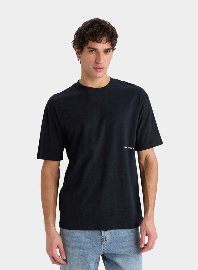DeFacto DeFacto Men Black Boxy Fit Crew Neck Printed TShirt  - Image 3