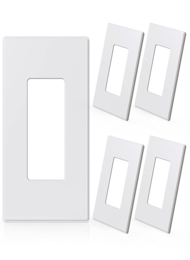 ELEGRP 1-Gang Screwless Decorative Wall Plates, Mid-Size Unbreakable Thermoplastic Faceplate Cover for Decorator Receptacle Outlet Switch, UL Listed (5 Pack, Matte White) - Image 1