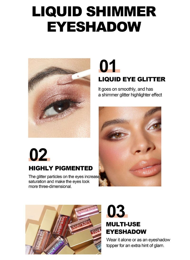 Handaiyan Liquid Eyeshadow Glitter Ultra-shiny Shimmer Long Lasting Quick Drying Easy to Apply Loose Bling Glitter Diamond Pigmented Glue for Eye Crystals Makeup  - Image 5
