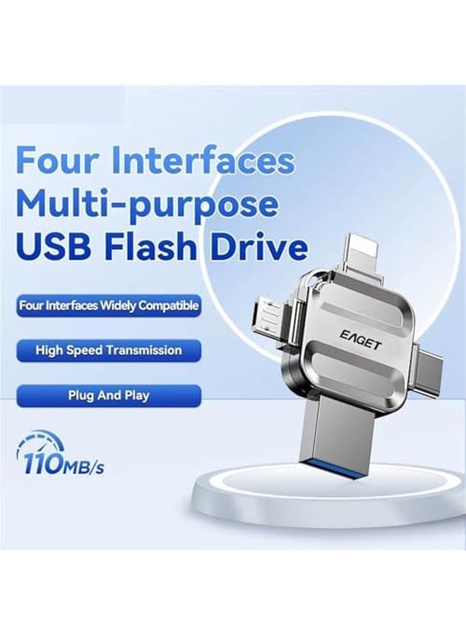 128GB 4 In 1 USB Flash Drive USB 3 0 Type C Lightning Micro Interface Pendrive For Smartphone Laptop PC Android - Image 3