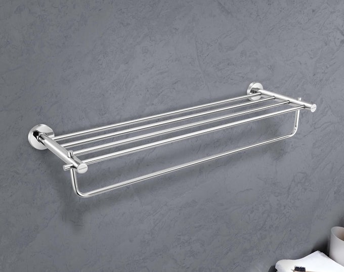 JOHNSON ALPHA 24 INCH SS304 TOWEL RACK TOWEL HANGER FOR BATHROOM 304 GRADE STAINLESS STEEL TOWEL HOLDER CHROME COLOUR T1556CAMZ 1 YEAR WARRANTY