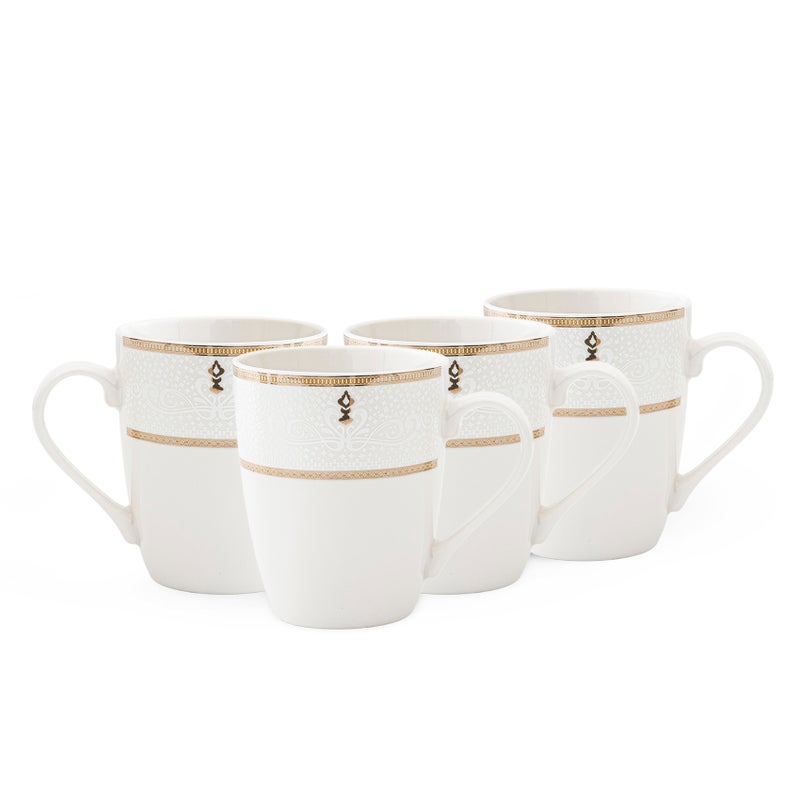 Shallow ZAYA New Bone China Mug 355 ml – Elegant White Coffee & Tea Mug for Daily Use, Brunch, Coffee Station, Ramadan, Eid, Diwali & Gifting (Set of 4) - Image 1