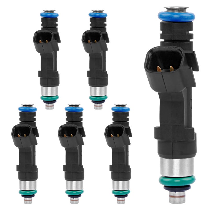 Gledewen 0280158020 Fuel Injector Set of 6 Compatible with Jeep Liberty Commander Grand Cherokee Dodge Nitro Dakota Durango Ram 1500 37L V6 4 Holes Fuel Injectors Replacement 81212145 - Image 2