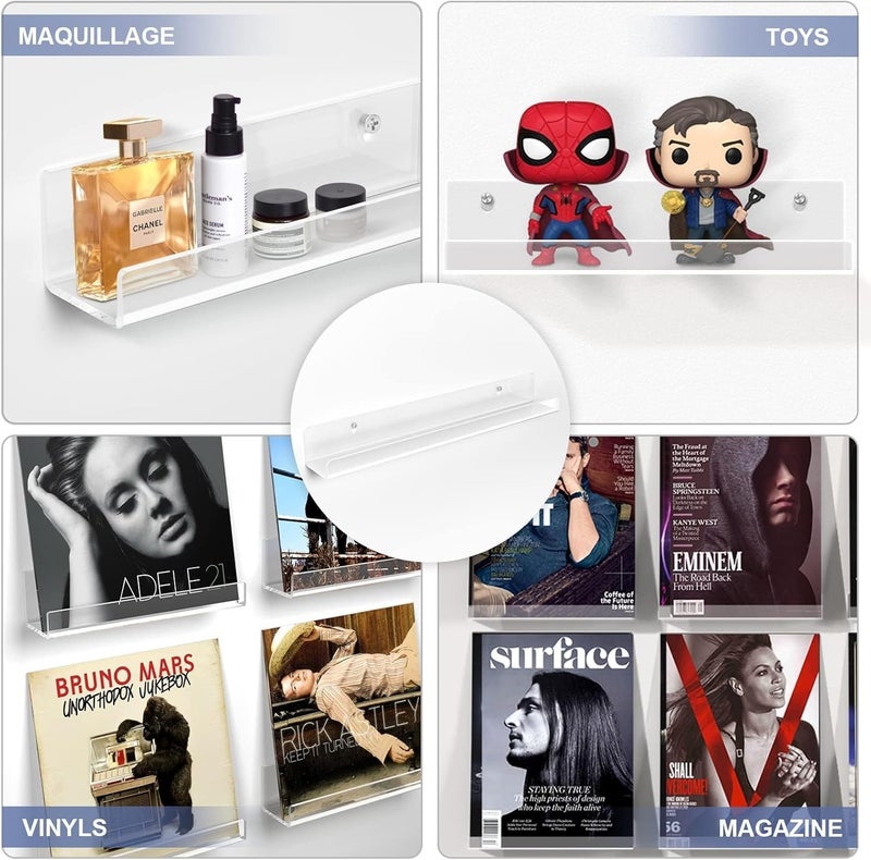 6 Pack Clear Acrylic Vinyl Record Shelf Wall Mount - Floating Album Display Holders - Image 5