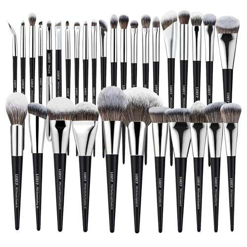 LORYP Professional Makeup Brushes Set 32Pcs Matte Black Cosmetic Brush Kit for All Face & Eye of Soft Vegan Synthetic Hair for Artists & Enthusiasts - Image 1