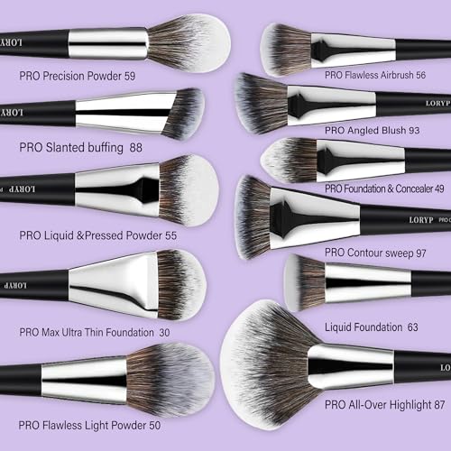 LORYP Professional Makeup Brushes Set 32Pcs Matte Black Cosmetic Brush Kit for All Face & Eye of Soft Vegan Synthetic Hair for Artists & Enthusiasts - Image 2