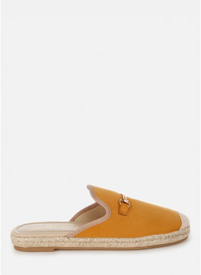 Horsebit Detail Espadrilles Mules in Tan