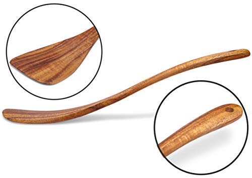 Jillahla Wooden Spatula Nonstick Turner Acacia Wood, Long Handle Flat Frying Spatulas Handmade for Kitchen Gifts, Ideal Cookware Utensils for Cooking Eggs, Fish, Pancakes - Image 4