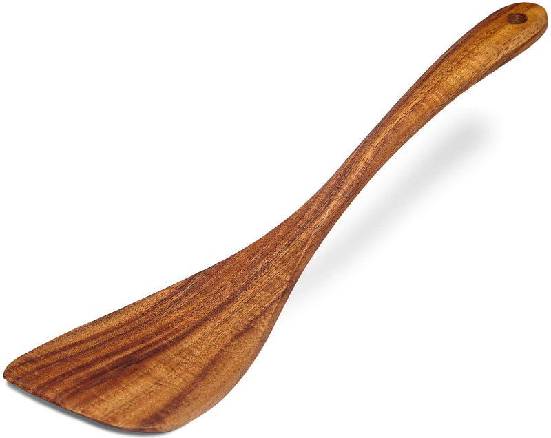 Jillahla Wooden Spatula Nonstick Turner Acacia Wood, Long Handle Flat Frying Spatulas Handmade for Kitchen Gifts, Ideal Cookware Utensils for Cooking Eggs, Fish, Pancakes - Image 1