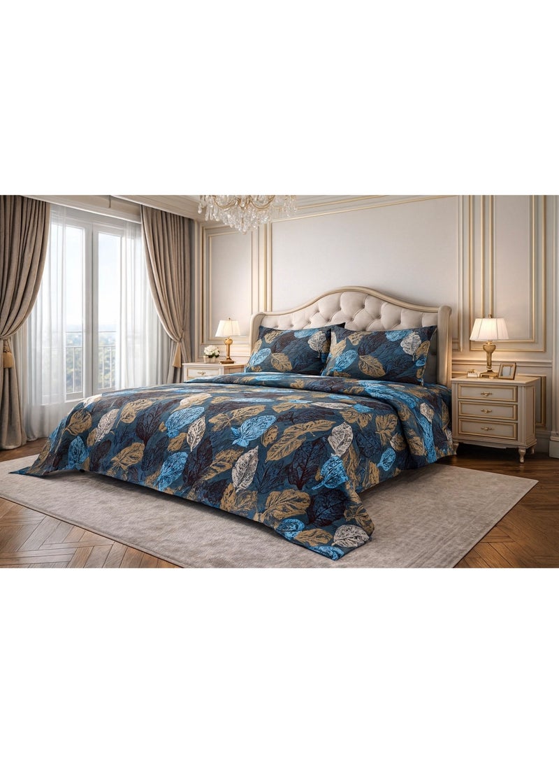 3 Pieces Flat Bedsheet Set with Floral Pattern King Size Bed Pillow Cover Set with 1 Bedsheet  2 Pillow - Image 4