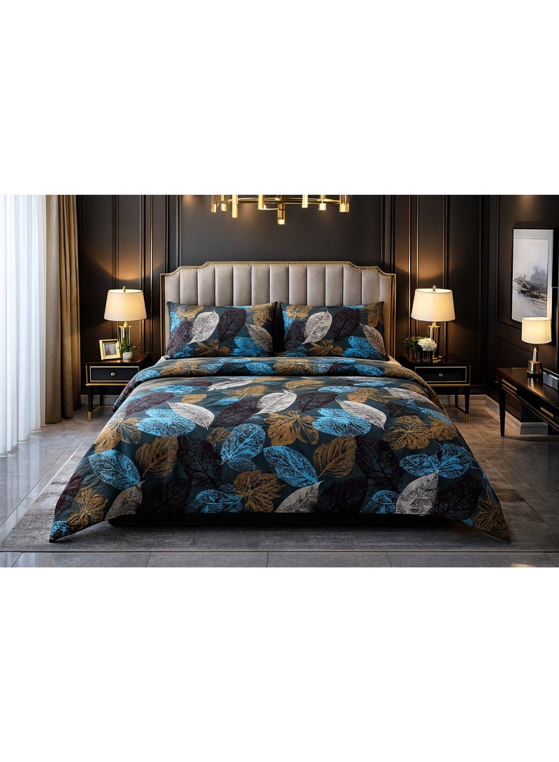 3 Pieces Flat Bedsheet Set with Floral Pattern King Size Bed Pillow Cover Set with 1 Bedsheet  2 Pillow - Image 2