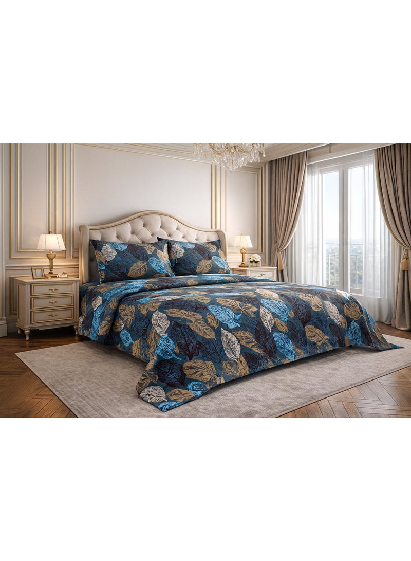 3 Pieces Flat Bedsheet Set with Floral Pattern King Size Bed Pillow Cover Set with 1 Bedsheet  2 Pillow - Image 3