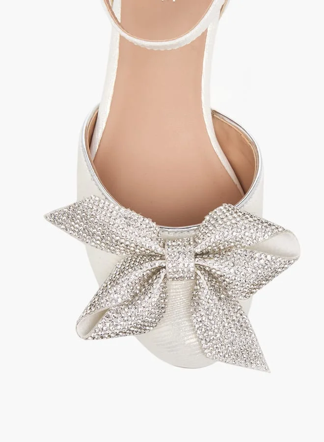 سيليست Girls Bow Applique Block Heel Shoes With Hook And Loop Closure