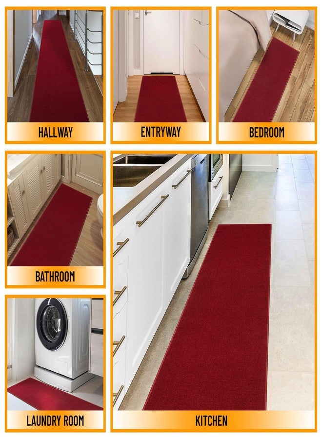 Ottomanson Hallway Runner Rug 20" x 59" Non Slip Solid Area Rugs Easy to Clean Laundry Rug Runner Durable & Pet Friendly Floor Carpet Runners for Hallways Entryway Living Room Kitchen, Red - Image 3