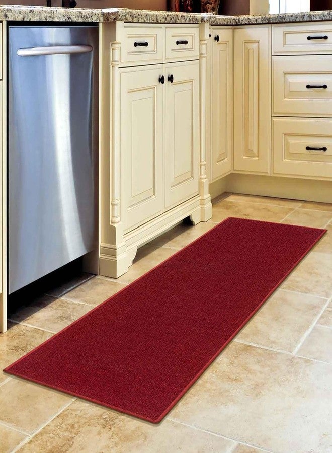 Ottomanson Hallway Runner Rug 20" x 59" Non Slip Solid Area Rugs Easy to Clean Laundry Rug Runner Durable & Pet Friendly Floor Carpet Runners for Hallways Entryway Living Room Kitchen, Red - Image 1