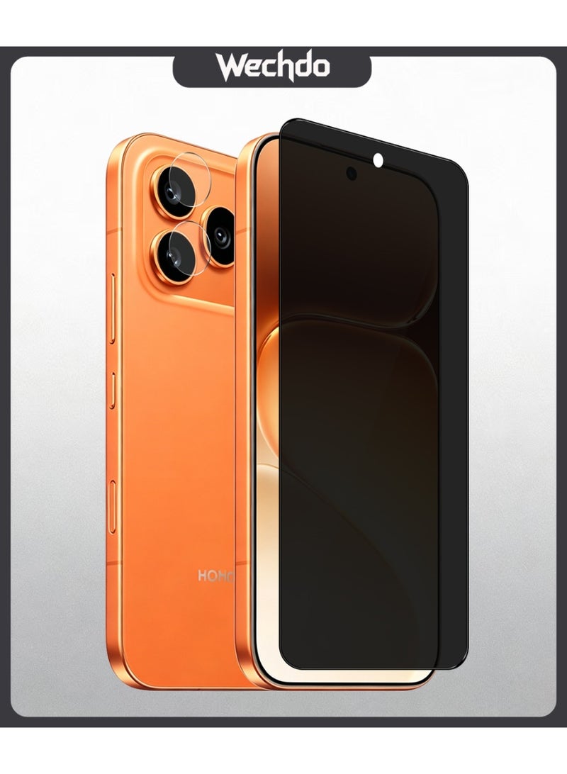 Wechdo 2 Pack for Honor 600 5G 5G Premium Tempered Glass Privacy Screen Protector, 1 Pack Front Privacy Screen Protector and 1 Pack Camera Lens Film, with 9H Hardness, Anti-Fingerprint, Anti-Shatter, Bubble-Free & Easy Installation - Image 1