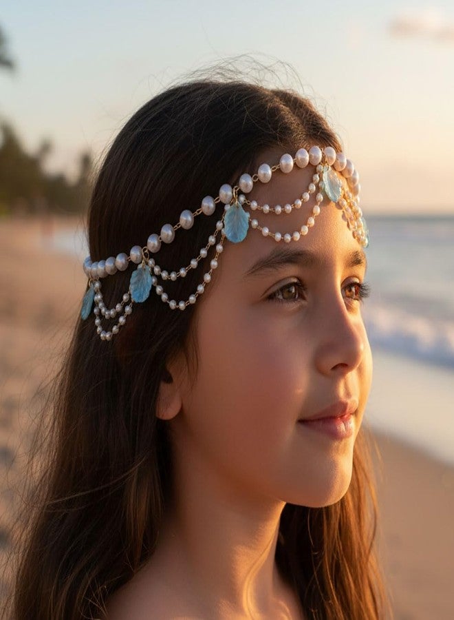 ووي طوق رأس متعدد الطبقات من اللؤلؤ من Woeoe للبنات، سلسلة رأس من الصدف، إكسسوار شعر من الصدف - Image 5