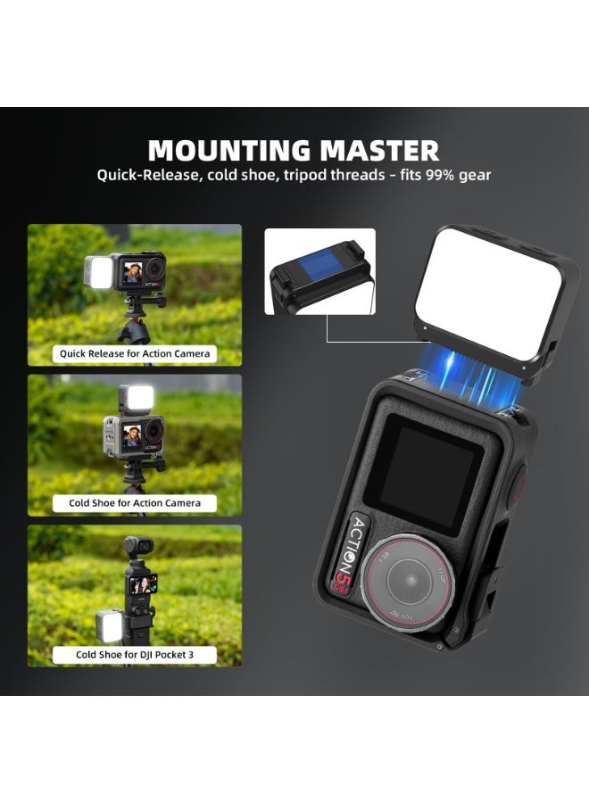 Mini Light for DJI Action Camera/Pocket 3 Fill Lighting Cold Hot Shoe LED Vlogging Light Attachment for DJI OSMO Pocket 3 Action 5 Pro 4 3, compatible with GoPro Accessories - Image 2