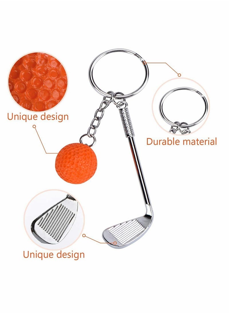 KASTWAVE - Pendant Keychain, 9 Pcs Mini Golf Racket and Ball Pendant Keychain, Metal Golf Clubs Keyring Creative Keychain - Image 1