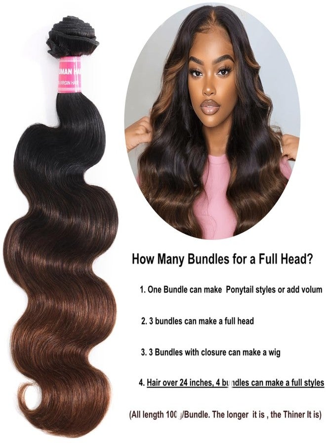 UNICE Chestnut Brown Ombre Body Wave Human Hair Weave 1 Bundle 20 inch Brazilian Remy Human Hair Sew In Extensions Soft and Keep Waves after Multiple Washes - Image 5