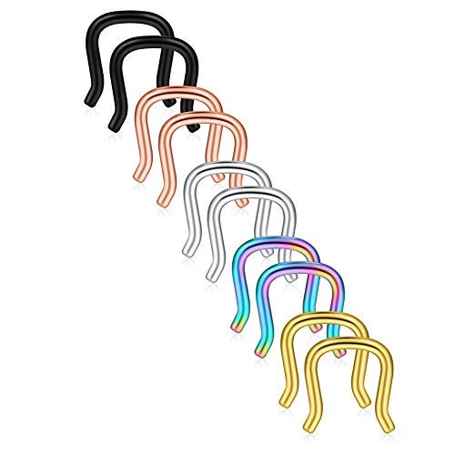 SCERRING 316L Surgical Steel U-Shaped Nose Ring Septum Piercing Hanger Retainer 16g 10PCS - Style 1# - Image 1