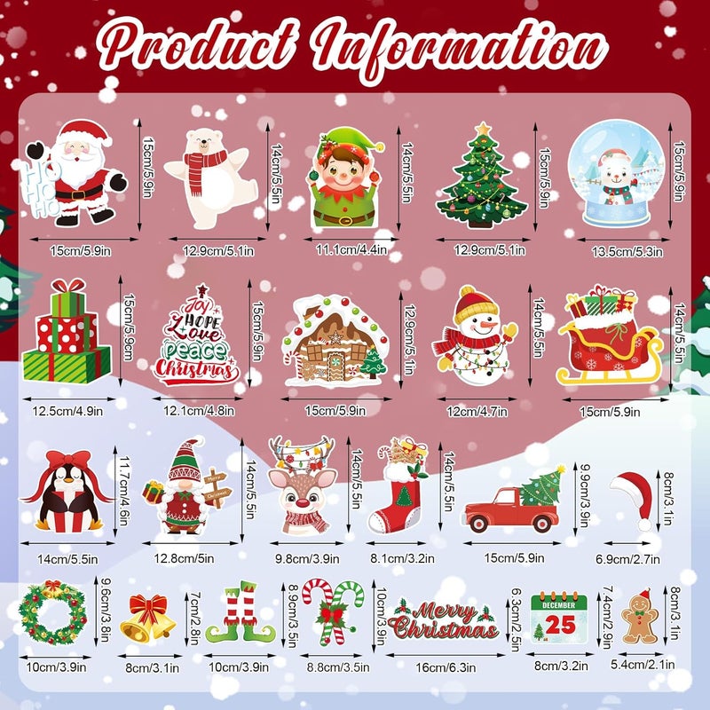 JULMELON Christmas Magnetic Stickers, 22pcs Xmas Snowman Santa Gingerbread Car Magnets Holiday Decorations Accessories for Supplies Home Refrigerator Dishwasher Fridge Car Bumpers Party Decor - Image 2