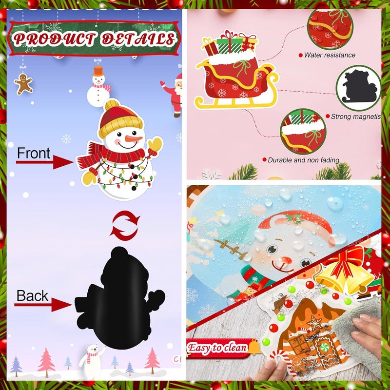 JULMELON Christmas Magnetic Stickers, 22pcs Xmas Snowman Santa Gingerbread Car Magnets Holiday Decorations Accessories for Supplies Home Refrigerator Dishwasher Fridge Car Bumpers Party Decor - Image 3