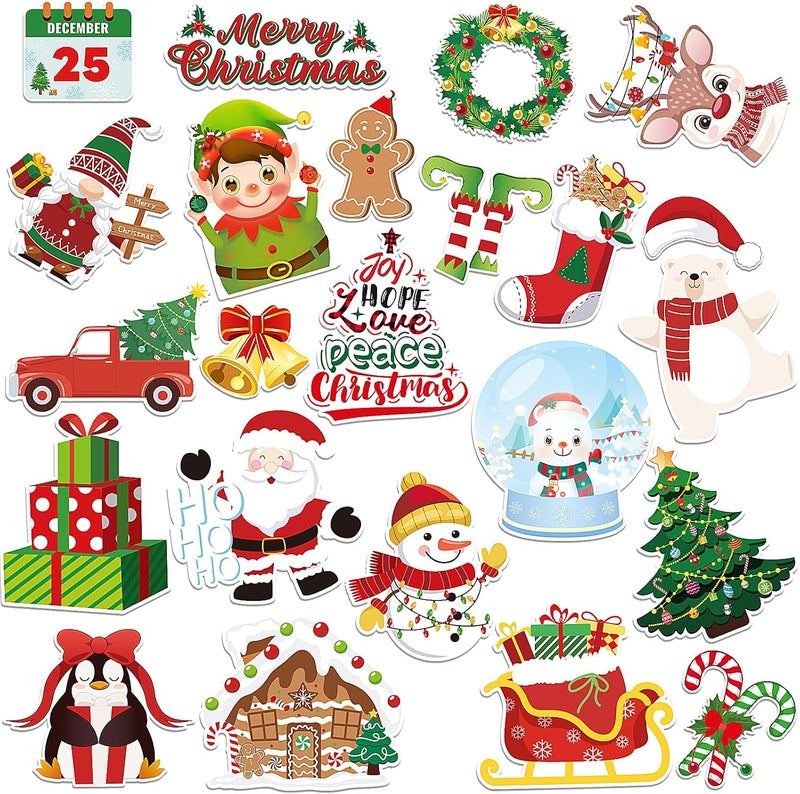 JULMELON Christmas Magnetic Stickers, 22pcs Xmas Snowman Santa Gingerbread Car Magnets Holiday Decorations Accessories for Supplies Home Refrigerator Dishwasher Fridge Car Bumpers Party Decor - Image 1