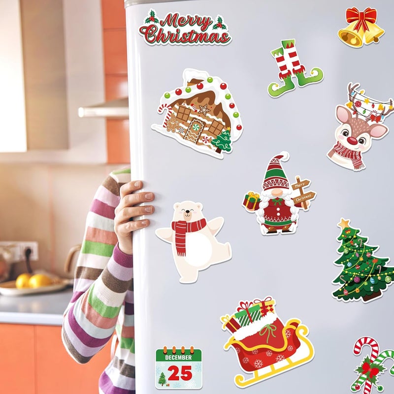 JULMELON Christmas Magnetic Stickers, 22pcs Xmas Snowman Santa Gingerbread Car Magnets Holiday Decorations Accessories for Supplies Home Refrigerator Dishwasher Fridge Car Bumpers Party Decor - Image 4