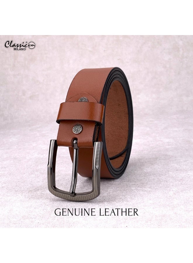 Classic Milano Leather Belt for Men – Genuine Leather Mens Belt, Formal & Casual Dress Belt Men with Gift Box, Adjustable Men's Belts, Office & Daily Wear - Image 3