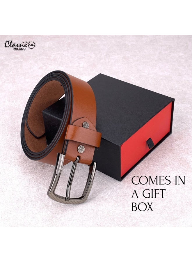 Classic Milano Leather Belt for Men – Genuine Leather Mens Belt, Formal & Casual Dress Belt Men with Gift Box, Adjustable Men's Belts, Office & Daily Wear - Image 5