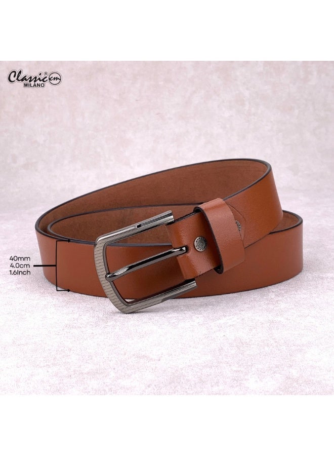 Classic Milano Leather Belt for Men – Genuine Leather Mens Belt, Formal & Casual Dress Belt Men with Gift Box, Adjustable Men's Belts, Office & Daily Wear - Image 4