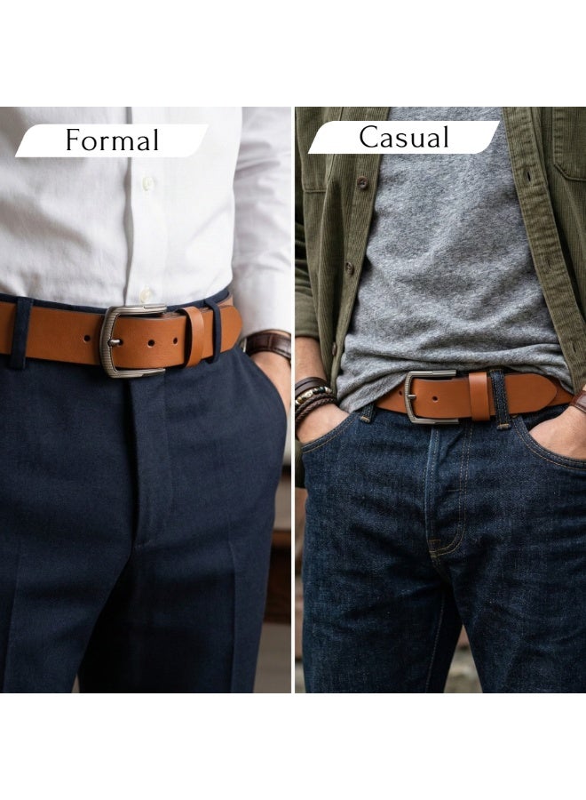 Classic Milano Leather Belt for Men – Genuine Leather Mens Belt, Formal & Casual Dress Belt Men with Gift Box, Adjustable Men's Belts, Office & Daily Wear - Image 2