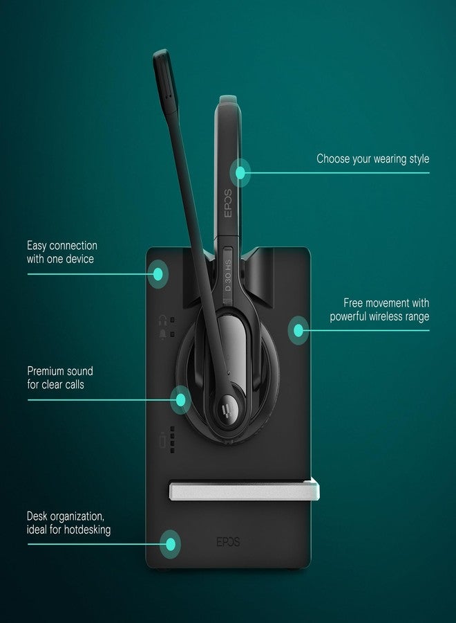 EPOS | Sennheiser Impact D 30 USB ML (1000992) Wireless DECT Dual Ear Headset for a Direct Connection to a PC/Softphone, Black - Image 2