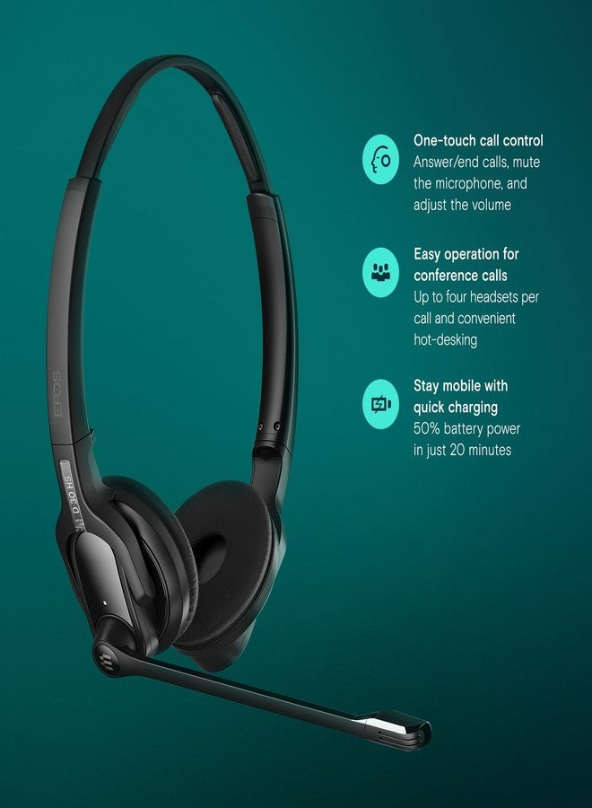 EPOS | Sennheiser Impact D 30 USB ML (1000992) Wireless DECT Dual Ear Headset for a Direct Connection to a PC/Softphone, Black - Image 3