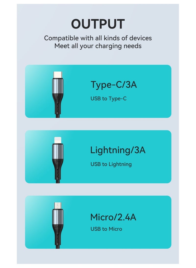 BWOO 3 In 1 Aluminum Alloy Data Cable Black - Image 5