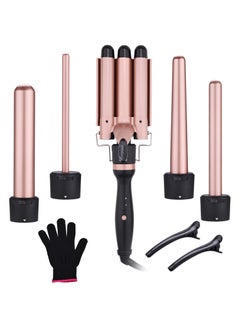 Maykawe 5-in-1 Professional Curling Iron Set, Curling Wand with 3 Barrel Hair Crimper Iron and Interchangeable 4 Curling Irons, Glove & 2 Clips, Hair Waver with 2-LED Temp Control for All Hair Types  - Image 1