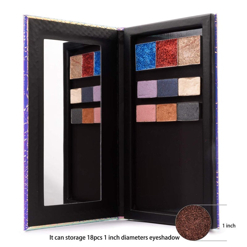 Allwon Magnetic Palette Mermaid Empty Makeup Palette with Mirror and 20Pcs Adhesive Empty Palette Metal Stickers for Eyeshadow Lipstick Blush Powder - Image 3