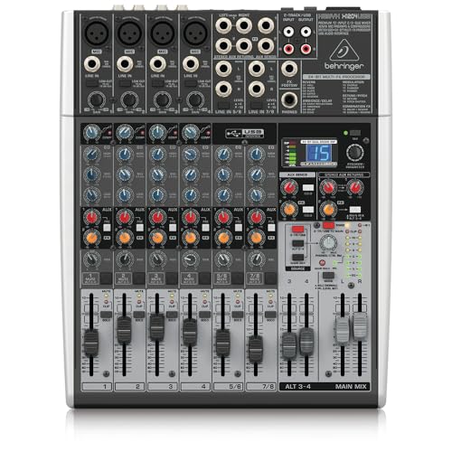 Behringer XENYX X1204USB Premium 12-Input 2/2-Bus Mixer with XENYX Mic Preamps and Compressors, British EQ, 24-Bit Multi-FX Processor and USB/Audio Interface - Image 1