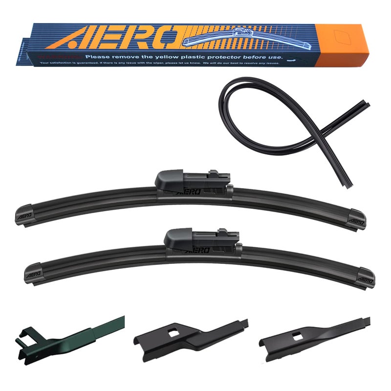 AERO Avenger 24" + 19" Premium All-Season Windshield Wiper Blades with Extra Refills OEM Replacement for Volkswagen VW CC EOS Golf GTI Jetta Passat Rabbit Honda CR-V Civic + More (Set of 2) - Image 1
