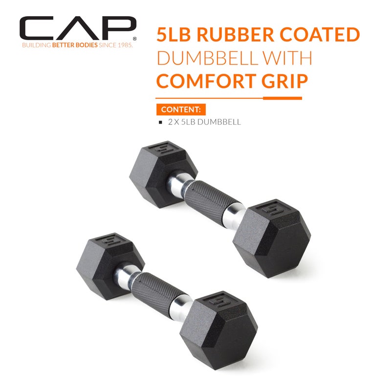 CAP Barbell Coated Dumbbell Weights with Padded Grip, Pair, 5 LBS - Image 2