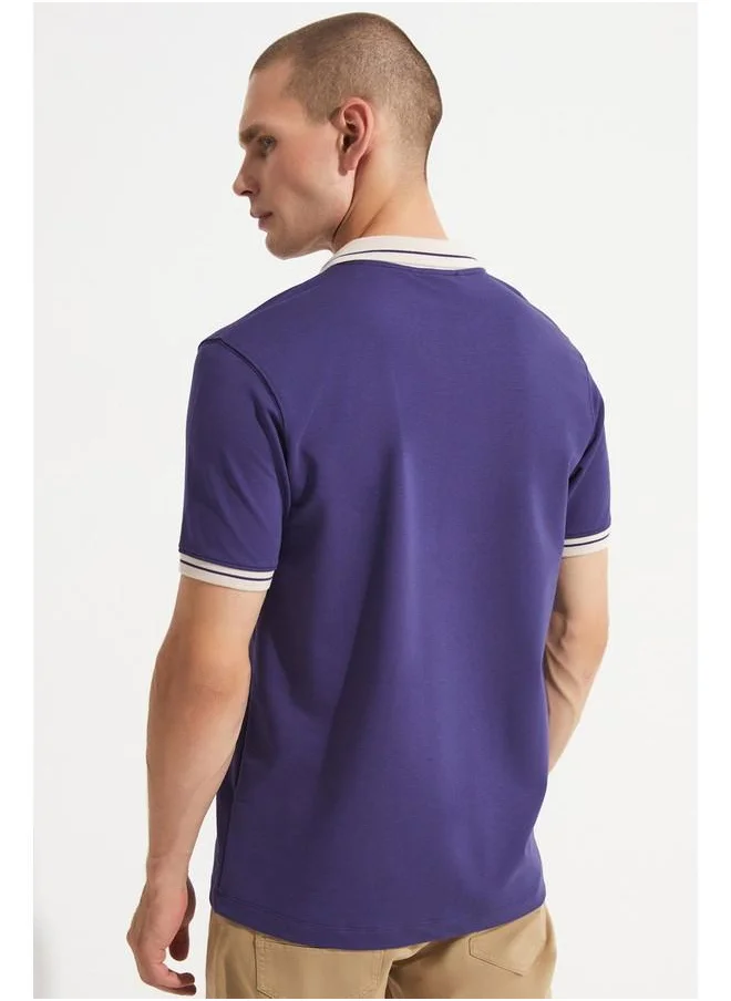 JUNE June Men Regular Fit V-Neck Tshirt Blue