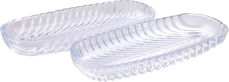 Clear Glass Tray - Premium cut crystal glass plate, perfect for decorative cake displays, rectangular shape for stability, dishwasher safe, transparent white gloss, two-piece pack for easy serving.